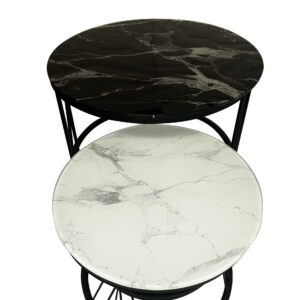 TAVOLO TONDO COPPIA SERIE MARMI BLACK AND WHITE